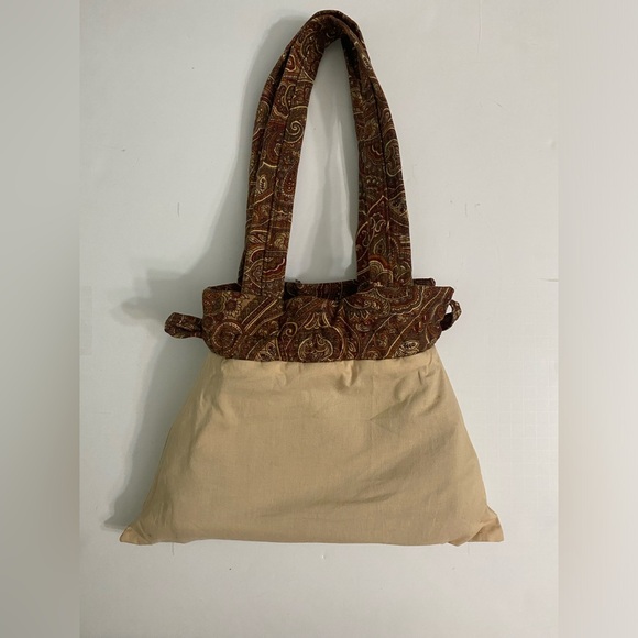 Vintage Drawstring Tapestry Handmade Bucket Shoulder bag Brown Paisley Fall - Picture 9 of 15
